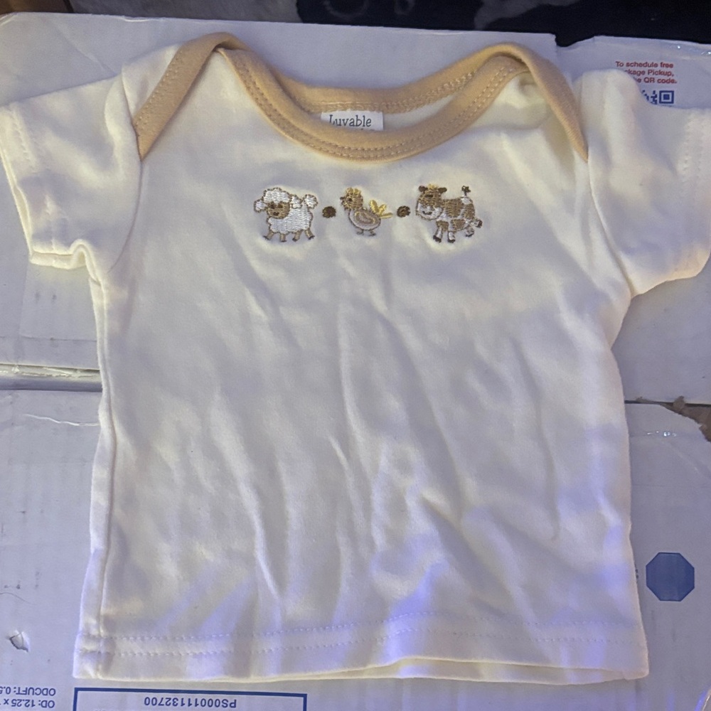 Able Cream Baby  Tee with Animal Embroidery